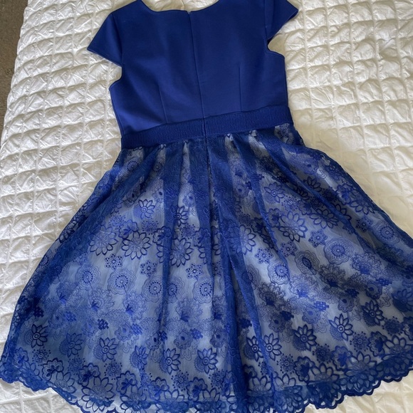 Plenty By Tracy Reese Blue Fit and Flare Flutter Sleeve Dress - Picture 6 of 8